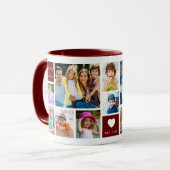 12 Family Photo Collage Quote Monogrammed Maroon マグカップ (正面左)