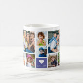 12 Family Photo Collage Quote Monogrammed Purple コーヒーマグカップ (中央)
