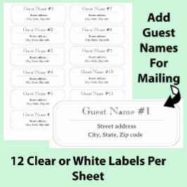 12 Guest Names Clear Address Labels シール