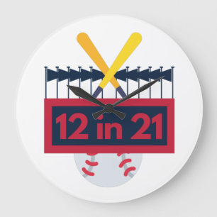 12 in 21野球 ラージ壁時計