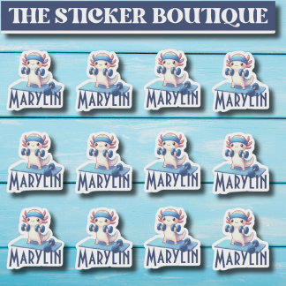 12 In One Cute名前をカスタムするトレーニングAxolotlステッカー シール