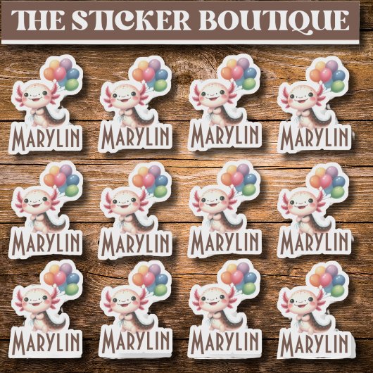 12 In One Cute名前をカスタムするバルーンパーティーAxolotl シール