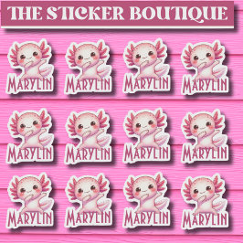 12 In One Cute名前をカスタムするDabbing Axolotlステッカー シール