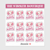 12 In One Cute名前をカスタムするDabbing Axolotlステッカー シール (シート)