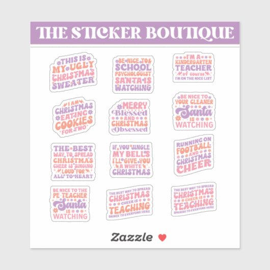 12 In One Festive Cute Retro Christmas Cheer  シール (シート)