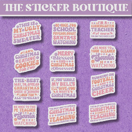 12 In One Festive Cute Retro Christmas Cheer シール