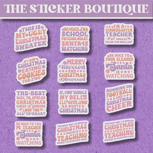 12 In One Festive Cute Retro Christmas Cheer  シール