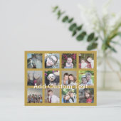 12 Instaフォトコラージュと金ゴールド背景 ポストカード (スタンド正面)