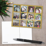 12 Instaフォトコラージュと金ゴールド背景 ポストカード<br><div class="desc">写真をこのお気に入りのおもしろいテンプレートに追加する。このグリッドにはInstagramの写真や任意の写真を使用できる。</div>