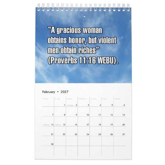 12-Month Biblical Scripture Verses For Women カレンダー (2月 2027)