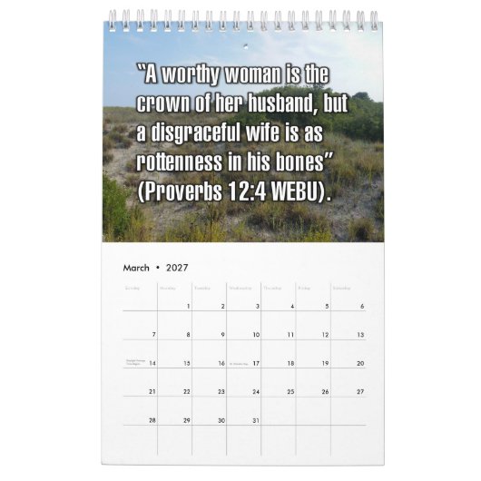 12-Month Biblical Scripture Verses For Women カレンダー (3月 2027)