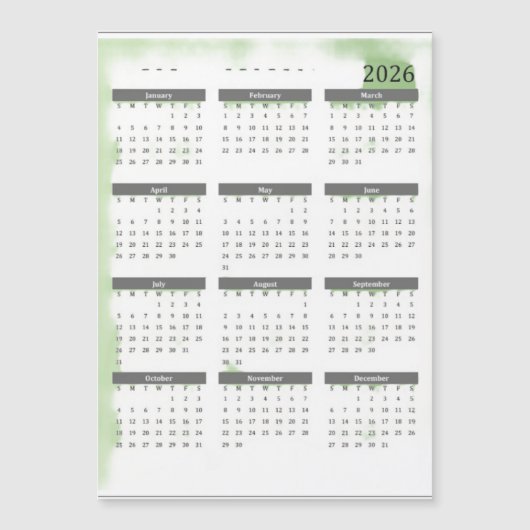 12 Month Calendar 2026 (正面)