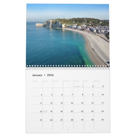 12 month calendar of seaside of France カレンダー (1月 2026)