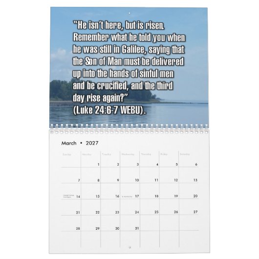 12-Month Easter Biblical Scripture Verses カレンダー (3月 2027)