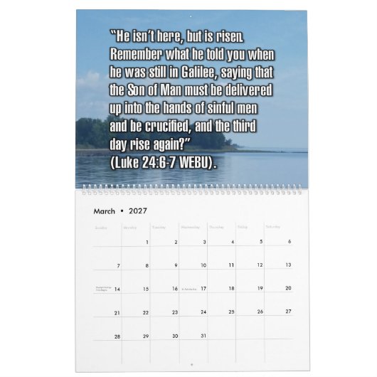 12-Month Easter Biblical Scripture Verses カレンダー (3月 2027)