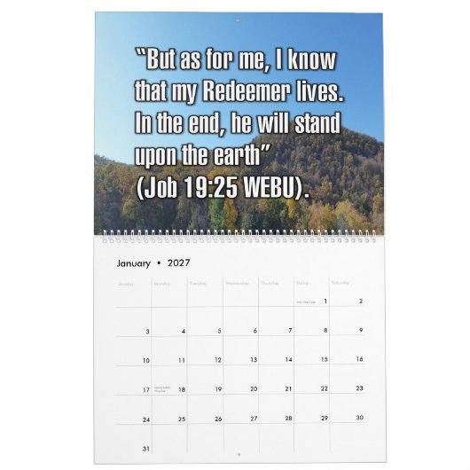 12-Month Easter Biblical Scripture Verses カレンダー (1月 2027)