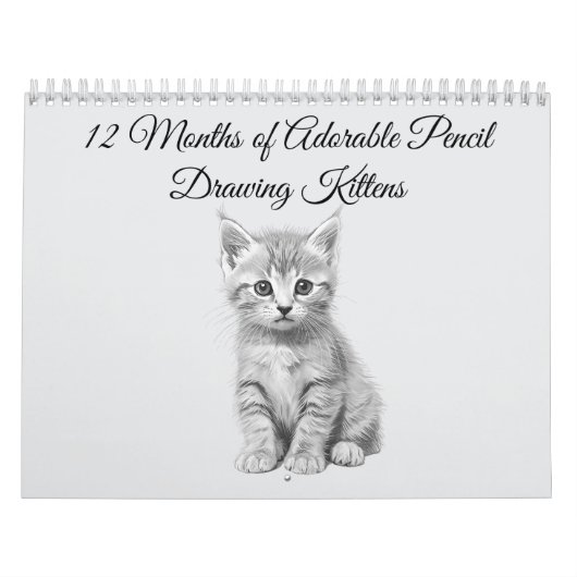 12 Months of Adorable Pencil Drawing Kittens カレンダー (カバー)