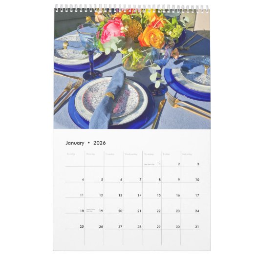 12 Months of Beautiful Tablescapes 2026 カレンダー (1月 2026)