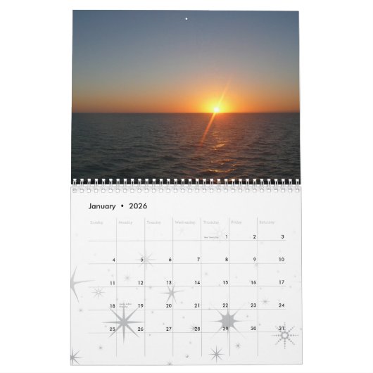 12 Months of Sunrise and Sunsets, Rd Edition カレンダー (1月 2026)