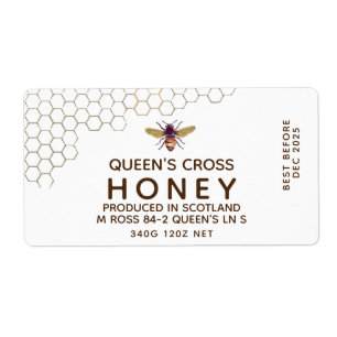 12 ozはちみつ16進jarラベル（ハニカムとビー付き） ラベル
