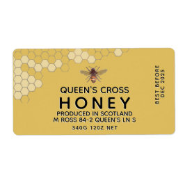 12 ozはちみつ16進jarラベル（ハニカムとビー付き） ラベル