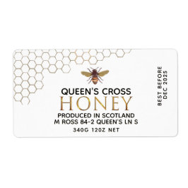 12 ozはちみつ16進jarラベル（ハニカムとビー付き） ラベル