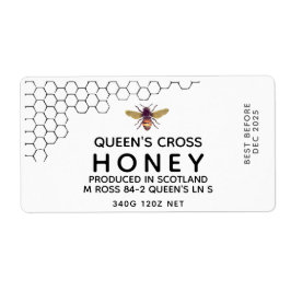 12 ozはちみつ16進jarラベル（ハニカムとビー付き） ラベル