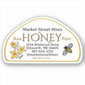 12 oz Skipシェイプハニーラベル透明または白 シール (正面)