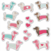 12 PASTEL DACHSHUND VINYL STICKERS シール (正面)