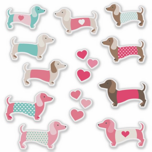 12 PASTEL DACHSHUND VINYL STICKERS シール (正面)