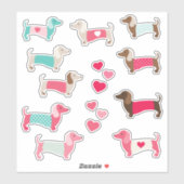 12 PASTEL DACHSHUND VINYL STICKERS シール (シート)