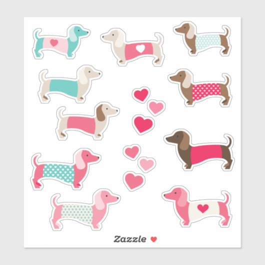 12 PASTEL DACHSHUND VINYL STICKERS シール (シート)