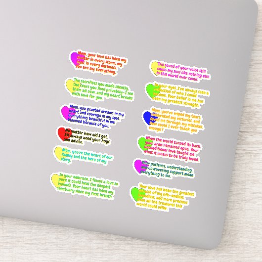 12 PCS -ハートラブメッセージかわいいママのためのステッカー シール (詳細)