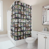 12 Photo Collageオプション文字- – 黒を編集可能 シャワーカーテン (インサイチュ)