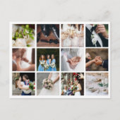 12 Photo Collage 結婚's Thank You 案内ポストカード (正面)