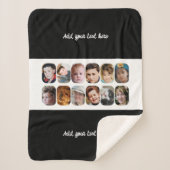 12 photo collage add text black white シェルパブランケット (正面)