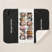 12 photo collage add text black white シェルパブランケット (正面(横))
