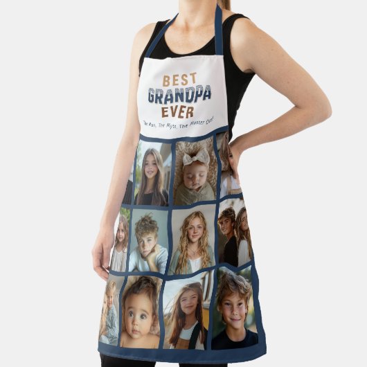12 Photo Collage Best Grandpa Ever エプロン (インサイチュ)
