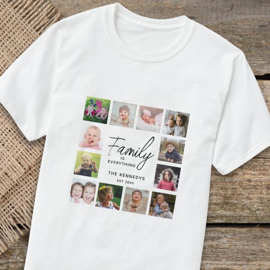 12 Photo Collage Family Is Everything Quote Name Tシャツ