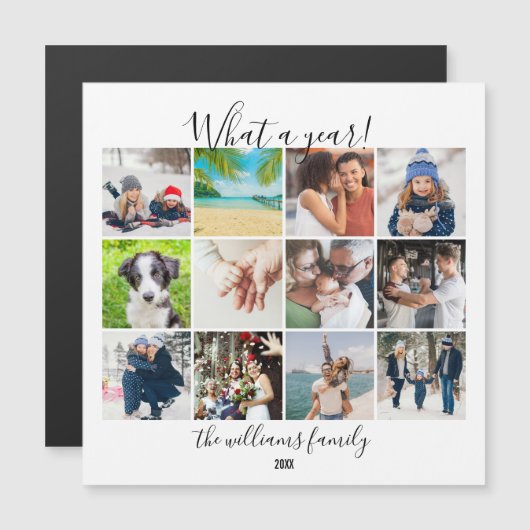 12 Photo Collage What A Year Holiday Card (正面/裏面)