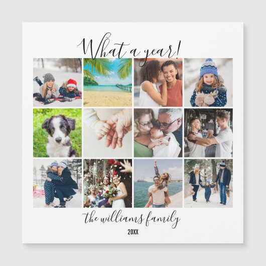 12 Photo Collage What A Year Holiday Card (正面)