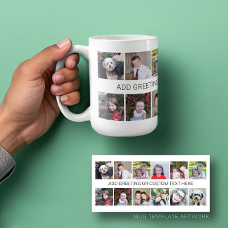 12 Photo Instagramコラージュと1ラインの文字 コーヒーマグカップ