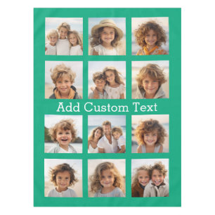 12 Photo Instagram Collage （緑の背景） テーブルクロス