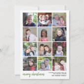 12 Photo Merry Christmas with sage botanical back シーズンカード (正面)