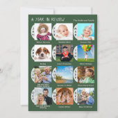 12-Photo Year Review Custom Collage Dark Green シーズンカード (正面)