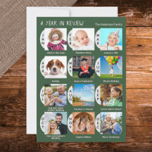 12-Photo Year Review Custom Collage Dark Green