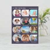 12-Photo Year Review Personalized Dark Blue シーズンカード (スタンド正面)