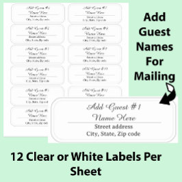 12 Script Guest Names Clear Address Labels シール