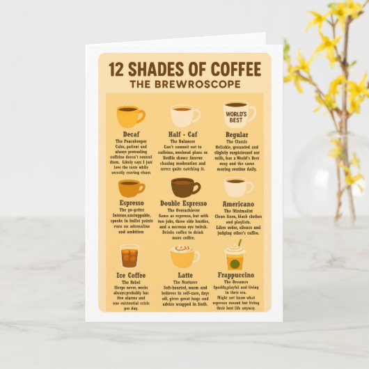 “12 Shades of Coffee – The Brewroscope.”  カード (黄色い花)