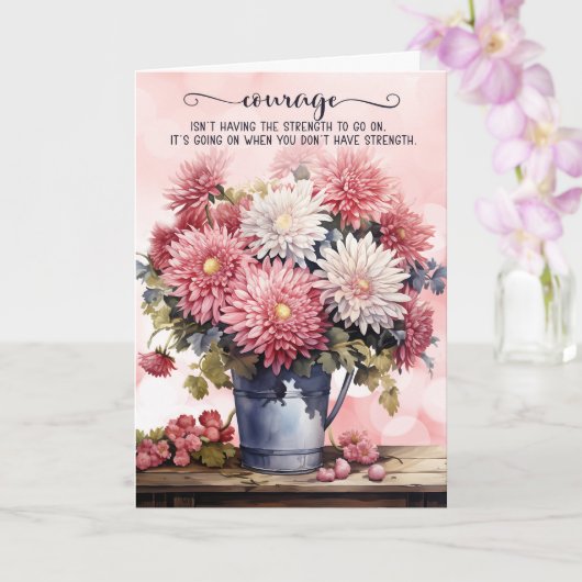 12 Step Encouragement Pink Chrysanthemums カード (蘭)